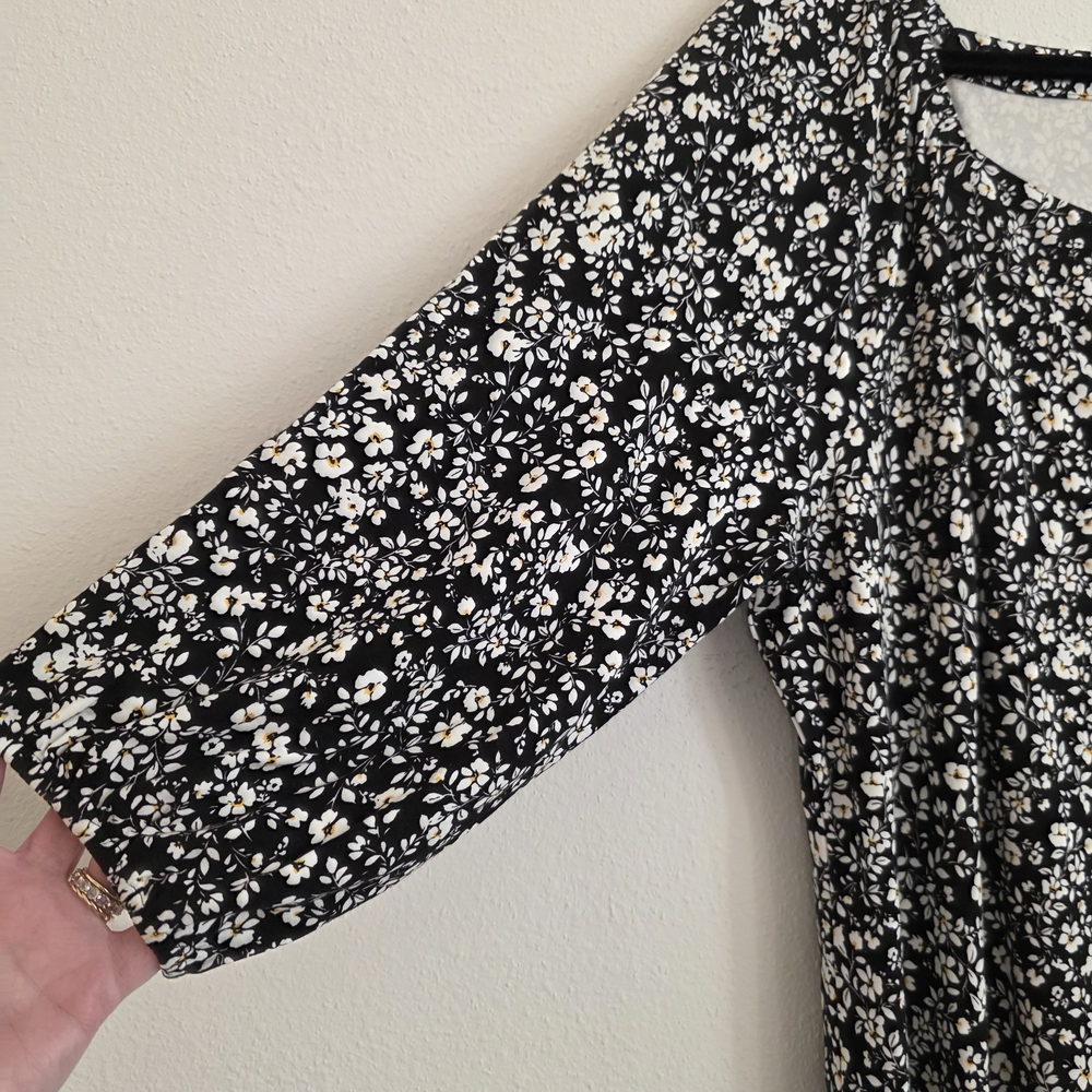 J. Jill Black & White Floral Midi Dress - Picture 4 of 8